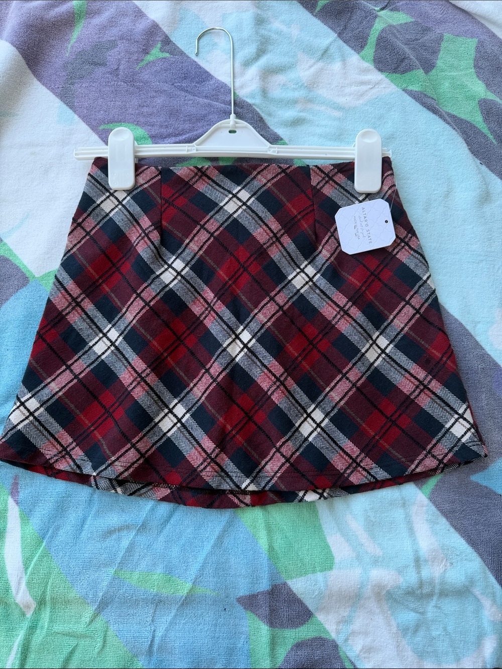 Altar'd State Red & Black Plaid Skater Skirt NWT, XS Lightweight